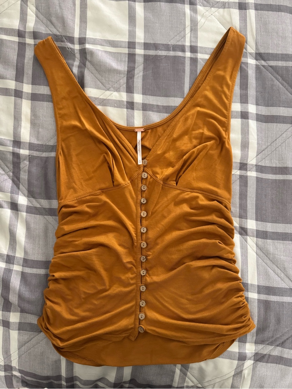 Women’s Ruched Button-Front Tank Top - Mustard